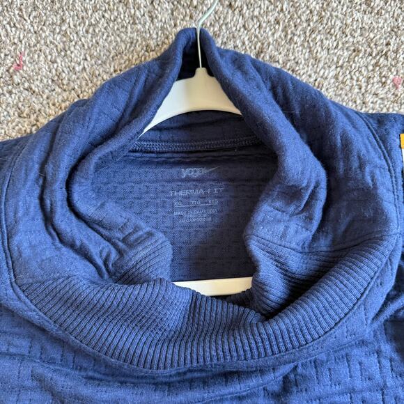 Women Yoga Nike Therma-Fit Mock Neck Long Sleeve Pullover Sweater Navy Blue XXL - Picture 6 of 8